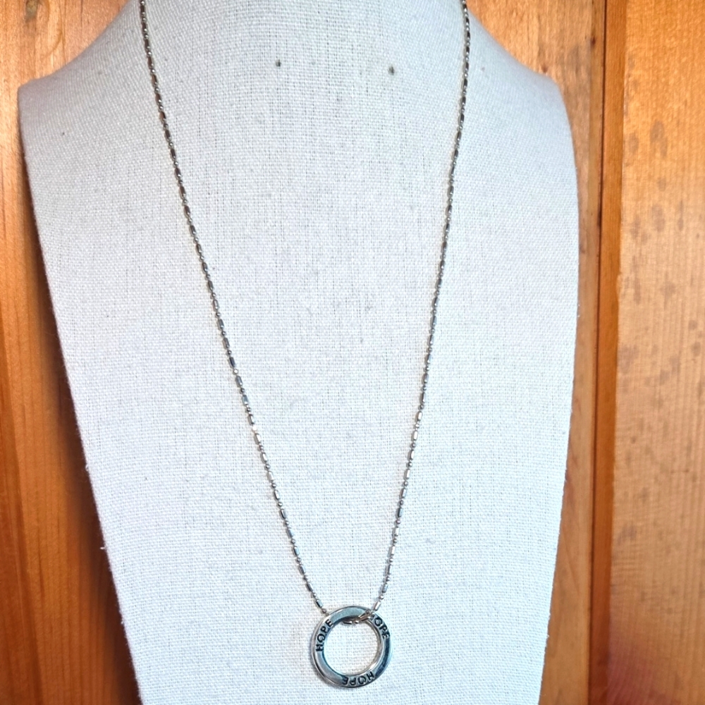 HOPE CIRCLE PENDANT ON A DOT & DASH CHAIN NECKLACE